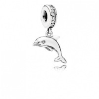 Pandora Charm Playful Dolphin Dangle Clear CZ Jewelry Pandora Charm Playful Dolphin Dangle Clear CZ Jewelry