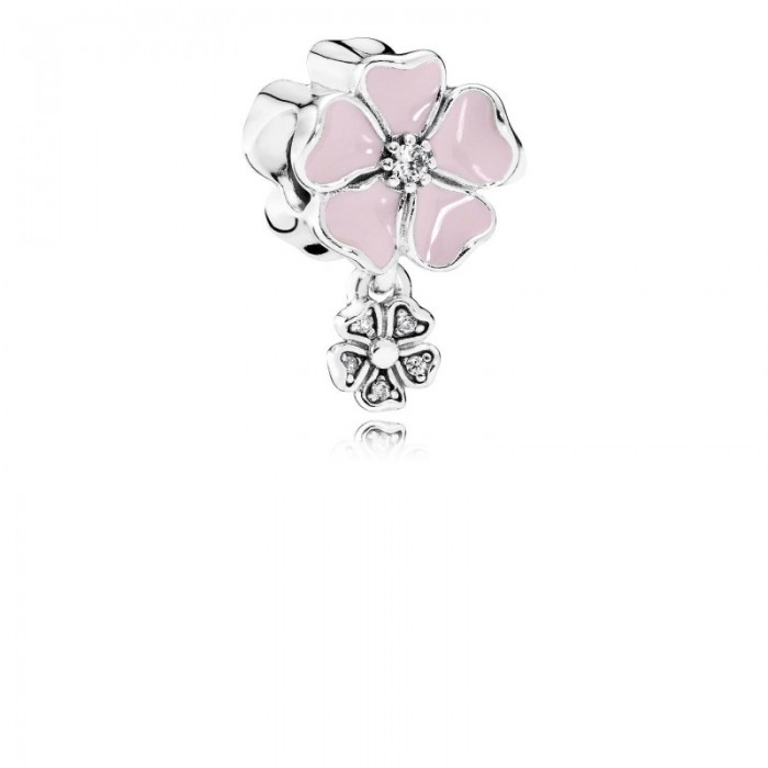 Pandora Charm Poetic Blooms S t Pink Enamel Clear CZ Jewelry