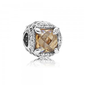 Pandora Charm Radiant Grains of Energy Clear Golden Colored CZ Jewelry