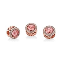 Pandora Charm Radiant Hearts RoseBlush Pink Crystal Clear CZ Jewelry Pandora Charm Radiant Hearts RoseBlush Pink Crystal Clear CZ Jewelry