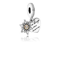 Pandora Charm Snowflake Heart Dangle Clear CZ Jewelry