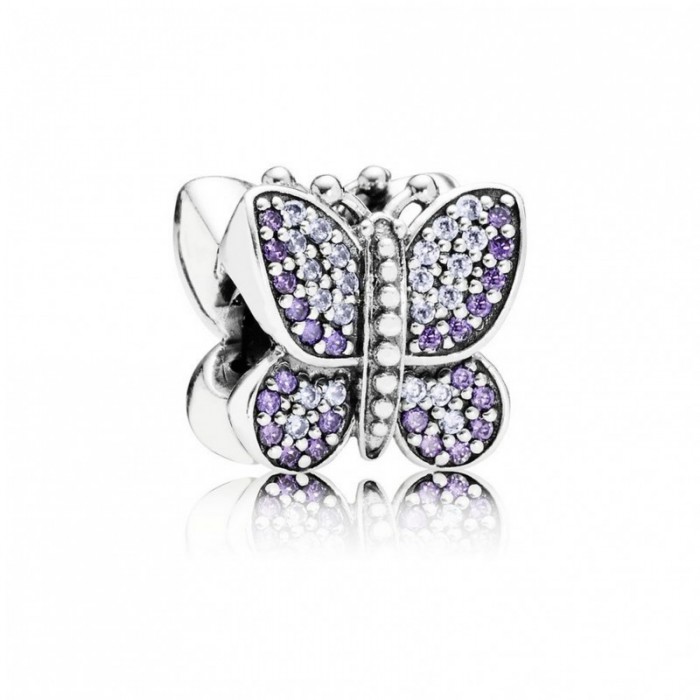 Pandora Charm Sparkling Butterfly Purple CZ Jewelry