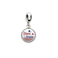 Pandora Charm Stars Stripes Dangle Red White Blue Enamel Jewelry For Women Pandora Charm Stars Stripes Dangle Red White Blue Enamel Jewelry For Women