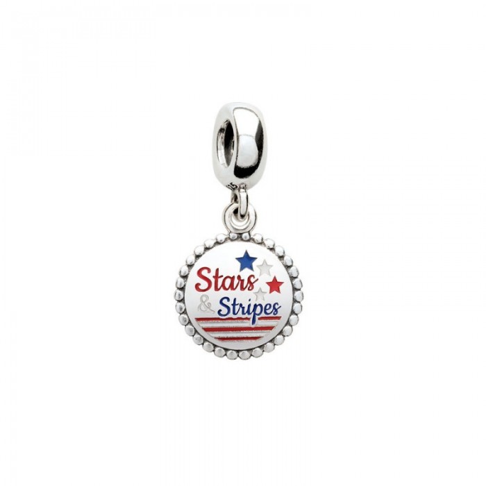 Pandora Charm Stars Stripes Dangle Red White Blue Enamel Jewelry