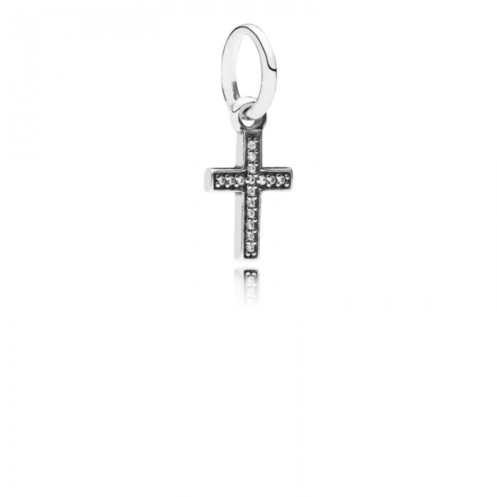 Pandora Charm Symbol Faith Cross Dangle Clear CZ Jewelry