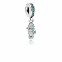 Pandora Charm Tropical Seahorse Dangle Teal CZ Turquoise Enamel Jewelry Pandora Charm Tropical Seahorse Dangle Teal CZ Turquoise Enamel Jewelry