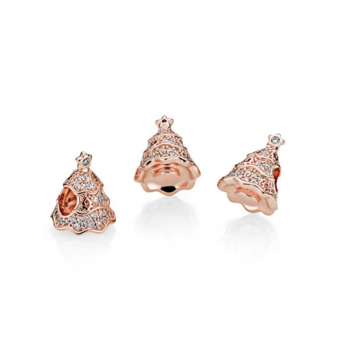 Pandora Charm Twinkling Christmas Tree Rose Clear CZ Jewelry