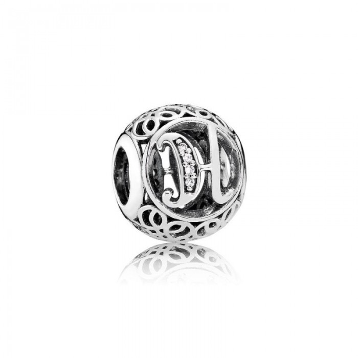 Pandora Charm Vintage H Clear CZ Jewelry