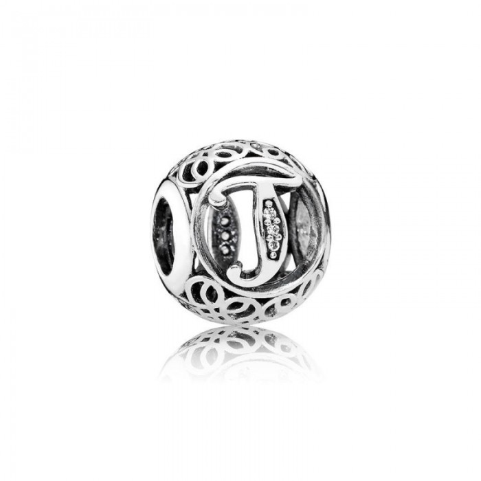 Pandora Charm Vintage T Clear CZ Jewelry