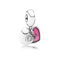 Pandora Charm You Me Two Part Dangle Clear CZ Fuchsia Enamel Jewelry Pandora Charm You Me Two Part Dangle Clear CZ Fuchsia Enamel Jewelry