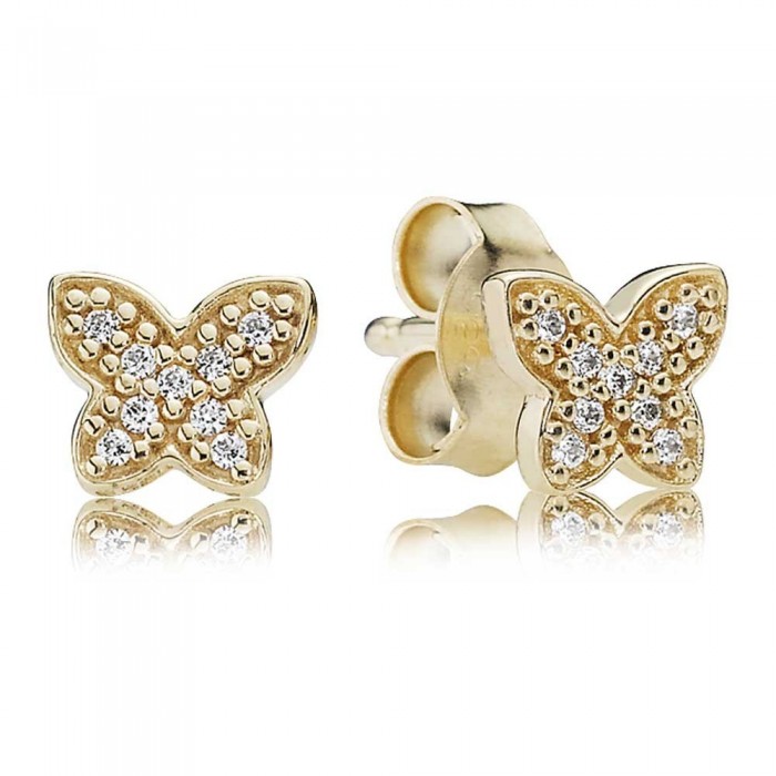 Pandora Earring Butterfly Stud Gold Jewelry