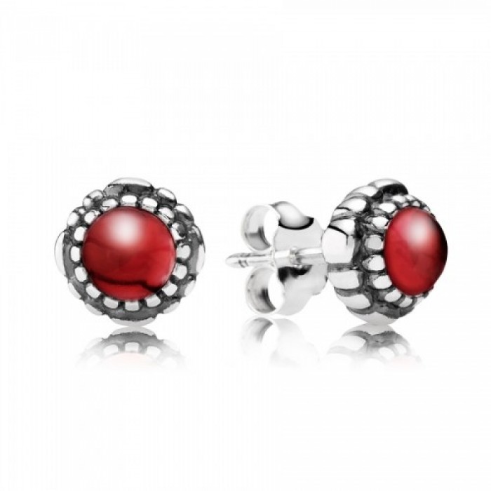 Pandora Earring January Birthstone Garnet Stud Jewelry