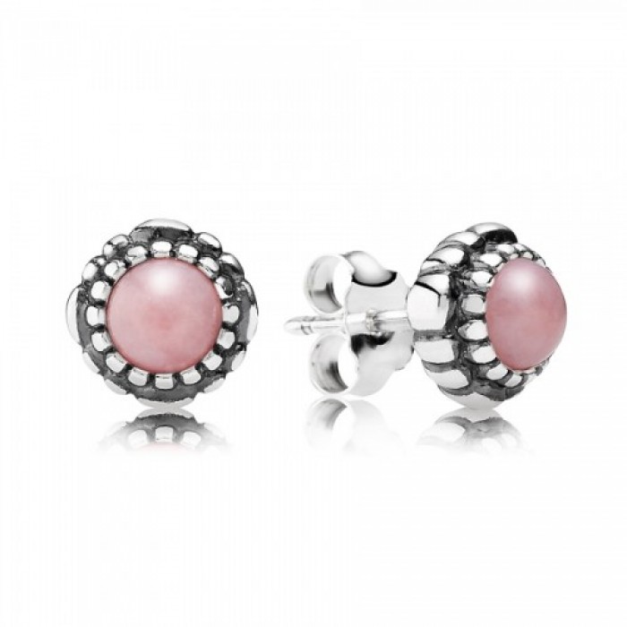 Pandora Earring October Birthstone Pink Opal Birthstone Stud Jewelry
