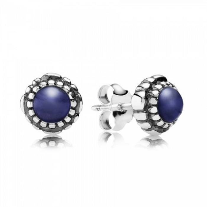 Pandora Earring September Birthstone Lapis Lazuli Birthstone Stud Jewelry