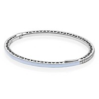 Pandora Bracelet Blue Radiant Hearts Of Love Bangle CZ Jewelry