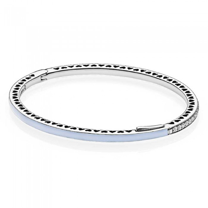 Pandora Bracelet Blue Radiant Hearts Of Love Bangle CZ Jewelry