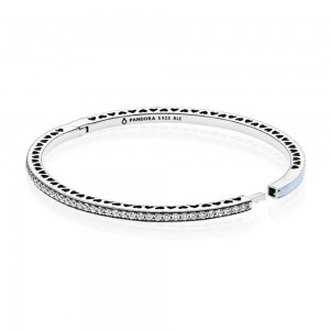 Pandora Bracelet Blue Radiant Hearts Of Love Bangle CZ Jewelry