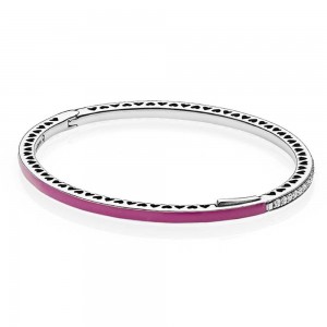 Pandora Bracelet Cerise Radiant Hearts Of Love Bangle Jewelry