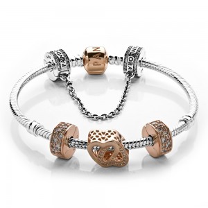 Pandora Bracelet Entwined Love Complete CZ Rose Gold Jewelry