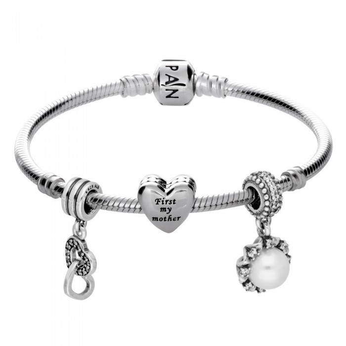 Pandora Bracelet First My Mother Forever My Friend Family Complete Jewelry