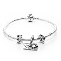 Pandora Bracelet My Wife Always Love Complete Cubic Zirconia Silver Jewelry Pandora Bracelet My Wife Always Love Complete Cubic Zirconia Silver Jewelry