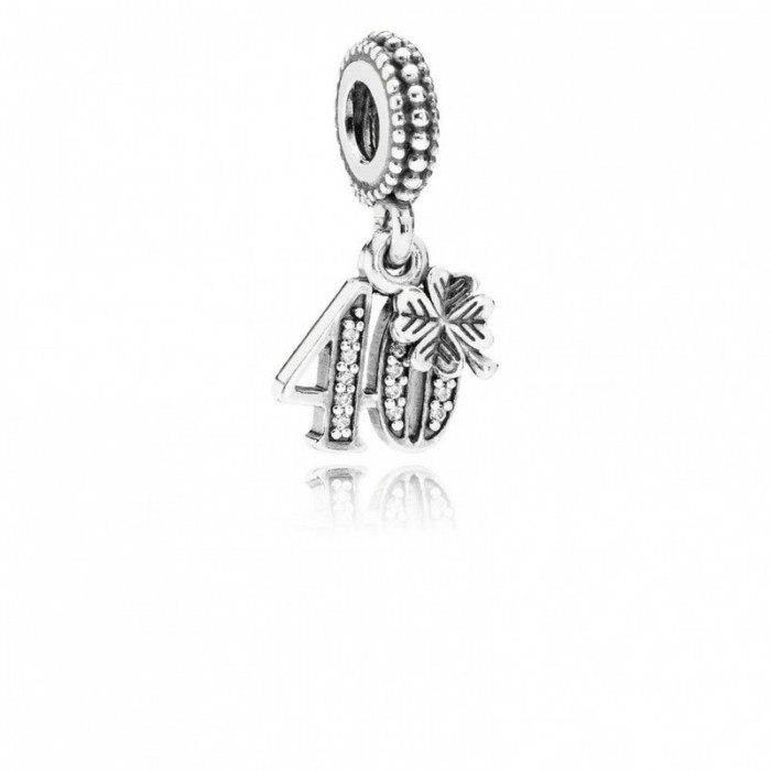 Pandora Charm 40 Years Love Dangle Clear CZ Jewelry