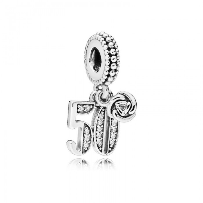 Pandora Charm 50 Years Love Dangle Clear CZ Jewelry