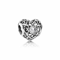 Pandora Charm April Signature Heart Rock Crystal Jewelry Pandora Charm April Signature Heart Rock Crystal Jewelry