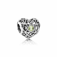 Pandora Charm August Signature Heart Peridot Jewelry Pandora Charm August Signature Heart Peridot Jewelry