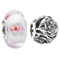 Pandora Charm Cherry Blossom Floral Silver Jewelry Pandora Charm Cherry Blossom Floral Silver Jewelry