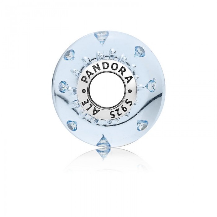 Pandora Charm Ice Drops Murano Glass Blue CZ Jewelry