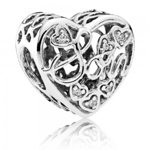 Pandora Charm Mother And Son Bond Family CZ Silver Jewelry