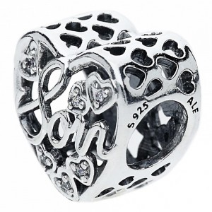 Pandora Charm Mother And Son Bond Family CZ Silver Jewelry