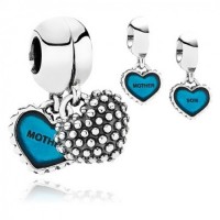 Pandora Charm Mother And Son Heart Blue Family Enamel Jewelry Pandora Charm Mother And Son Heart Blue Family Enamel Jewelry