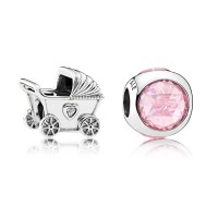 Pandora Charm Pink Baby Pram Baby Cubic Zirconia Jewelry Pandora Charm Pink Baby Pram Baby Cubic Zirconia Jewelry