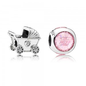 Pandora Charm Pink Baby Pram Baby Cubic Zirconia Jewelry