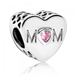 Pandora Charm Pink Mother Heart Family Sterling Silver Jewelry