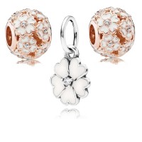 Pandora Charm Primrose Floral Pave CZ Rose Gold Jewelry Pandora Charm Primrose Floral Pave CZ Rose Gold Jewelry