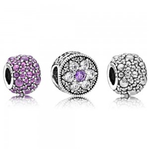 Pandora Charm Shimme Droplets Floral Cubic Zirconia Jewelry