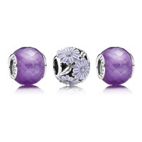 Pandora Charm Silver Purple Daisy Floral Jewelry Pandora Charm Silver Purple Daisy Floral Jewelry