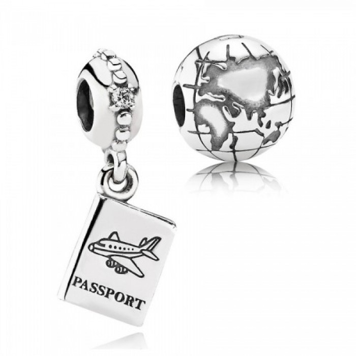 Pandora Charm Silver World Tour Travel Jewelry
