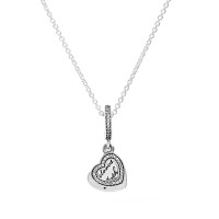 Pandora Necklace Beloved Mother Family Clear CZ Silver Jewelry Pandora Necklace Beloved Mother Family Clear CZ Silver Jewelry