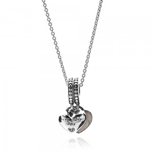 Pandora Necklace Mother And Daughter Hearts Family Jewelry