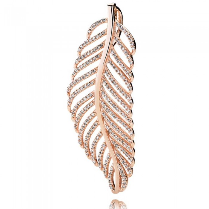 Pandora Necklace Feather Feather Pendant Rose Gold Jewelry