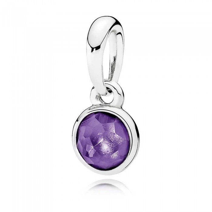 Pandora Necklace February Birthstone Amethyst Droplet Pendant Jewelry