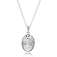 Pandora Necklace Floral Daisy Lace Floral Pendant Pave CZ Jewelry Pandora Necklace Floral Daisy Lace Floral Pendant Pave CZ Jewelry
