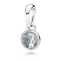 Pandora Necklace March Birthstone Light Blue Crystal Droplet Pendant Jewelry