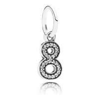 Pandora Necklace Number 8 Dropper Pendant Cubic Zirconia Silver Jewelry Pandora Necklace Number 8 Dropper Pendant Cubic Zirconia Silver Jewelry