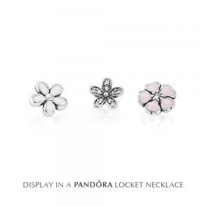 Pandora Necklace Poetic Blooms Petite Memories Floral Locket CZ Jewelry