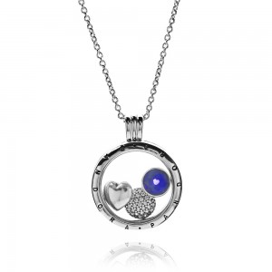 Pandora Necklace September Petite Memories Birthstone Locket Silver Jewelry